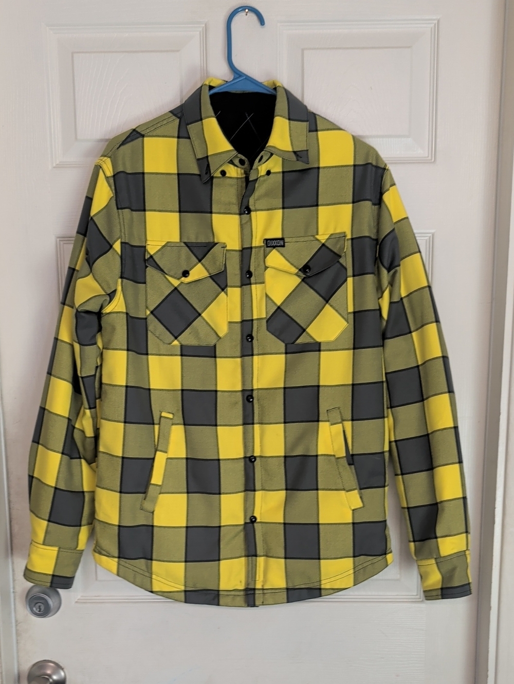 Dixxon Defender Hi Vis Reversible Yellow Plaid Snap Button Flannel Jacket Men M